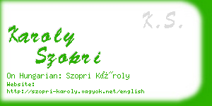 karoly szopri business card